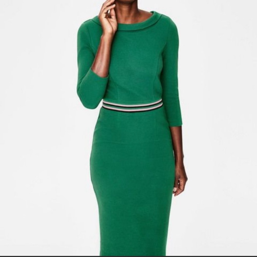 Boden Green Daisy Ottoman Midi Dress Size 2P